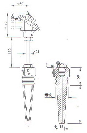 低溫低壓熱電偶(熱電阻)產(chǎn)品結(jié)構(gòu)圖